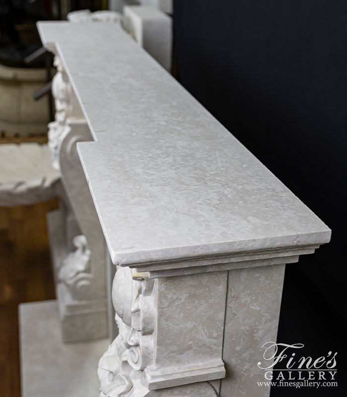 Marble Fireplaces  - Luxurious Italian Style Mantel In Botticino Fiorito Marble - MFP-2135